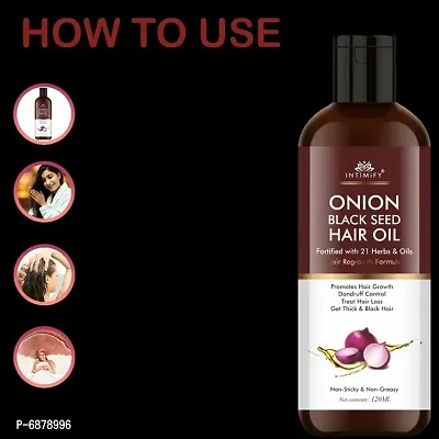 Intimify Onion hair oil, Hair falling oil, faster growth with Onion oil, Brahmi, Til oil, Bhringraj  120ml pack of 1.-thumb4