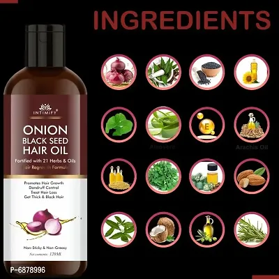 Intimify Onion hair oil, Hair falling oil, faster growth with Onion oil, Brahmi, Til oil, Bhringraj  120ml pack of 1.-thumb3