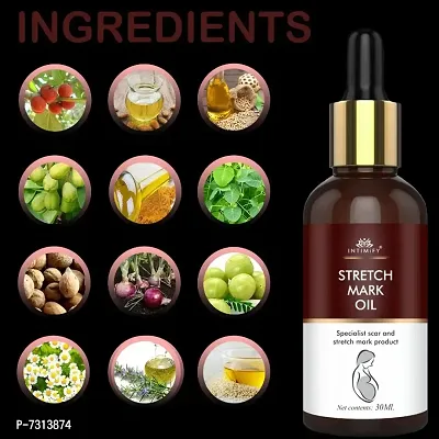 Intimify Stretch mark oil, Herbal stretch mark oil smoothens itchy and stretchy skin improves uneven skin tone in 30ml Pack of 2.-thumb3