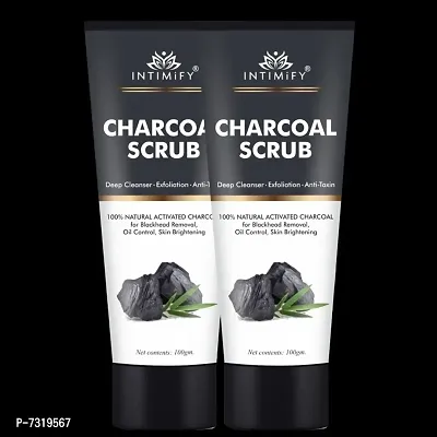Intimify Natural charcoal face scrub, Face glowing scrub, removes eliminates toxins and dead skin, deep pore cleaning 100gm Pack of 2.