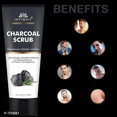 Intimify Natural charcoal face scrub, Face glowing scrub, removes eliminates toxins and dead skin, deep pore cleaning 100gm Pack of 2.-thumb2