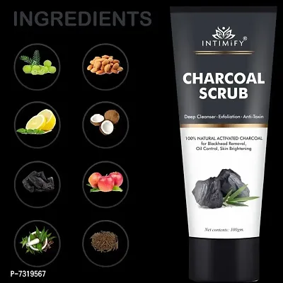 Intimify Natural charcoal face scrub, Face glowing scrub, removes eliminates toxins and dead skin, deep pore cleaning 100gm Pack of 2.-thumb3