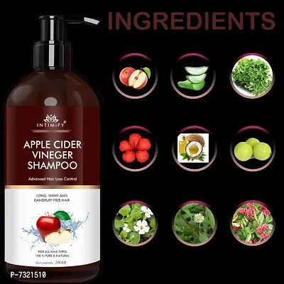 Intimify Natural apple cider shampoo, Herbal apple cider shampoo, Dandruff free shampoo with all natural Apple cider Vineger in 200ml Pack of 2.-thumb3