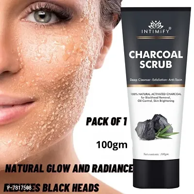 Intimify Charcoal Face scrub, Deep Clean but Mild on skin with Activated Charcoal for Deep Cleansing 100gm Pack of 1-thumb0