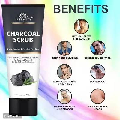 Intimify Charcoal Face scrub, Deep Clean but Mild on skin with Activated Charcoal for Deep Cleansing 100gm Pack of 1-thumb2