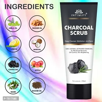 Intimify Charcoal Face scrub, Deep Clean but Mild on skin with Activated Charcoal for Deep Cleansing 100gm Pack of 1-thumb3