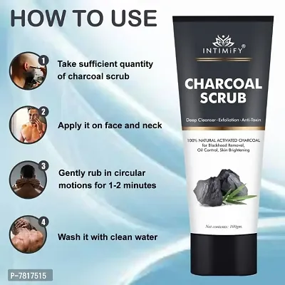 Intimify Charcoal Face Scrub for oily and Normal skin with Charcoal for Deep Exfoliation 100gm Pack of 2-thumb3