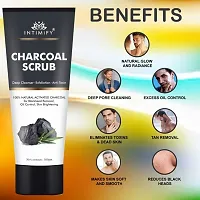 Intimify Charcoal Face scrub with Black Sand, Exfoliates skin  Removes Black Heads 100gm Pack of 3-thumb3