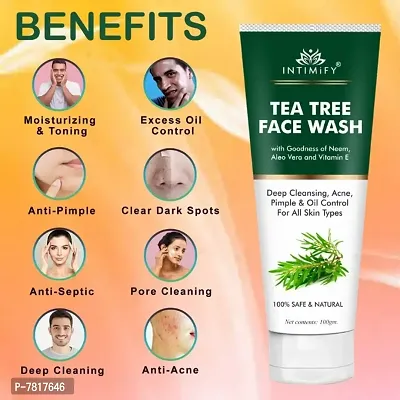 Intimify Tea Tree Natural Face wash for Acne  Pimples wash for Normal  Dry skin 100gm Pack of 2-thumb2