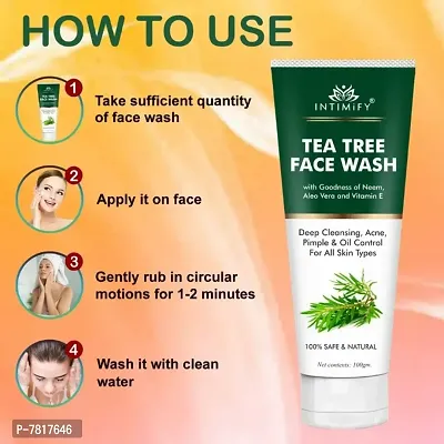 Intimify Tea Tree Natural Face wash for Acne  Pimples wash for Normal  Dry skin 100gm Pack of 2-thumb3