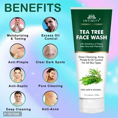 Intimify Tea Tree  Salyicylic Acid Face Wash with Aloe Vera  Neem Extract, Reduces Acne  Pimples, Controls Excess Oil 100gm Pack of 3-thumb3