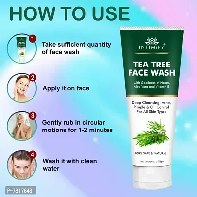 Intimify Tea Tree  Salyicylic Acid Face Wash with Aloe Vera  Neem Extract, Reduces Acne  Pimples, Controls Excess Oil 100gm Pack of 3-thumb2