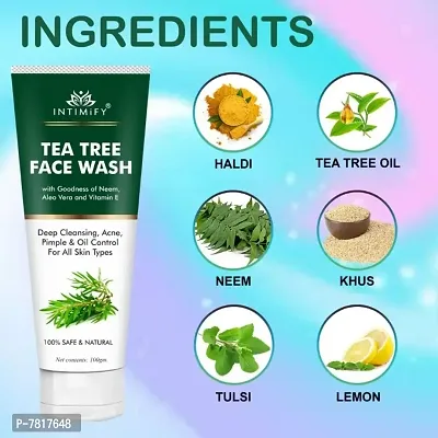 Intimify Tea Tree  Salyicylic Acid Face Wash with Aloe Vera  Neem Extract, Reduces Acne  Pimples, Controls Excess Oil 100gm Pack of 3-thumb4