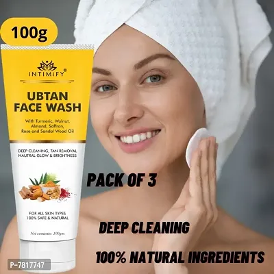 Intimify Ubtan Natural Face wash for all Skin type with Turmeric  Saffron for Tan removal 100gm Pack of 3