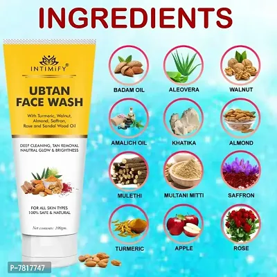 Intimify Ubtan Natural Face wash for all Skin type with Turmeric  Saffron for Tan removal 100gm Pack of 3-thumb4