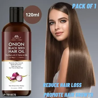Intimify Onion hair oil, Onion hair growth oil for hair fall faster growth with Onion oil, Brahmi, Til oil, Bhringraj  120ml pack of 1-thumb0