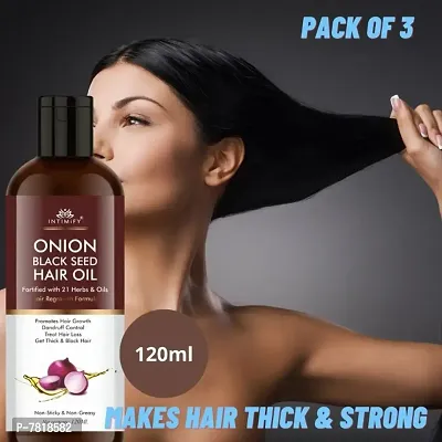 Intimify Onion Hair Oil for Hair Growth and Hair Fall control with Black Seed oil 120ml Pack of 3