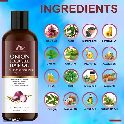 Intimify Onion hair oil, Onion hair growth oil for hair fall faster growth with Onion oil, Brahmi, Til oil, Bhringraj  120ml pack of 1-thumb3