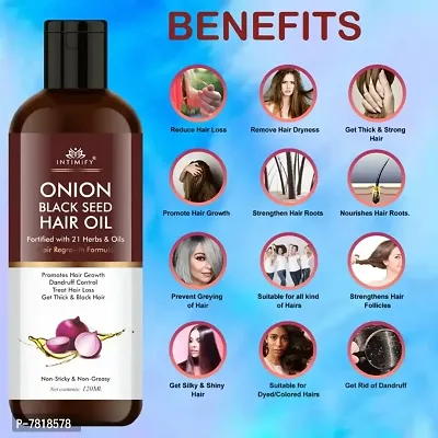 Intimify Onion hair oil, Onion hair growth oil for hair fall faster growth with Onion oil, Brahmi, Til oil, Bhringraj  120ml pack of 1-thumb4