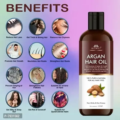 Intimify Argan hair oil, Argan hair growth oil, Argan hair fall oil, Silky hair oil, 120ml Pack of 1-thumb2