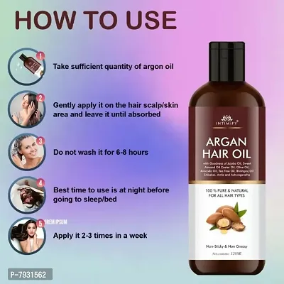 Intimify Argan hair oil, Argan hair growth oil, Argan hair fall oil, Silky hair oil, 120ml Pack of 1-thumb3