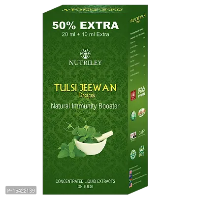 Nutriley Tulsi Jeewan Drops Relief from Cold, Flu and Infections, Drop for Headache, Drop for Fever, Drop For Sore Throat, Drop for Muscle and Joint Paint (30 0ML)