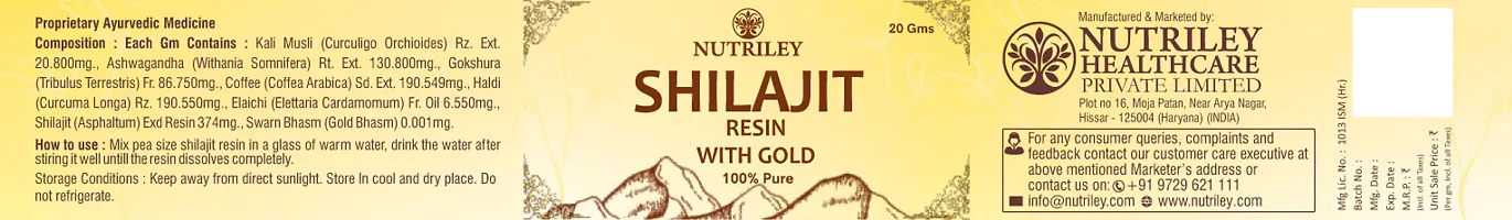 Nutriley Shilajeet Gold Resin with Ashwagandha, Musli Ayurvedic Product Shilajit/Shilajeet Resin for Stamina Booster, Energy Booster, Strength | Shilajit Resin | Sex Power Resin,  Immunity (20 G)-thumb1