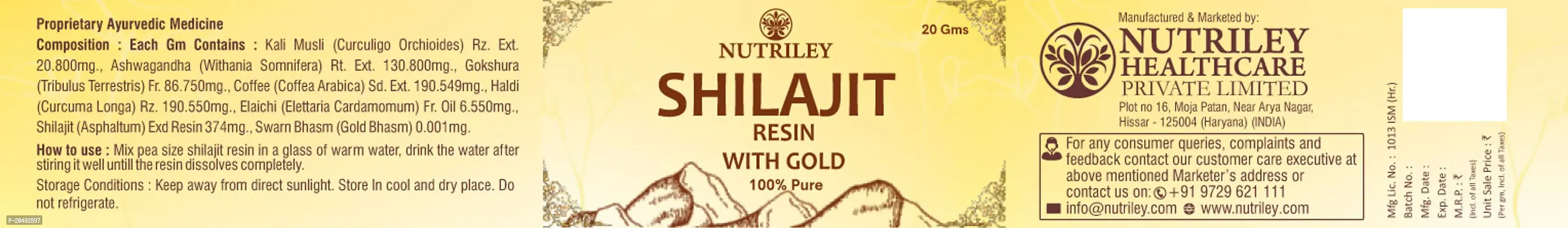 Nutriley Shilajeet Gold Resin with Ashwagandha, Musli Ayurvedic Product Shilajit/Shilajeet Resin for Stamina Booster, Energy Booster, Strength | Shilajit Resin | Sex Power Resin,  Immunity (20 G)-thumb2