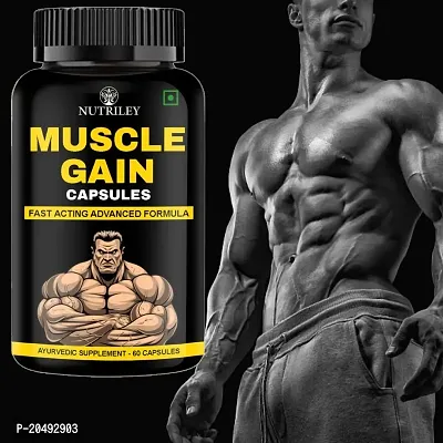 Nutriley Muscle Weight Gain Tablets for Men Women | Advance Weight Gainer | Weight Gainer / Mass Gainer Capsules | Advanced Formulation| Weight Gain Capsules for women (60 Capsules )