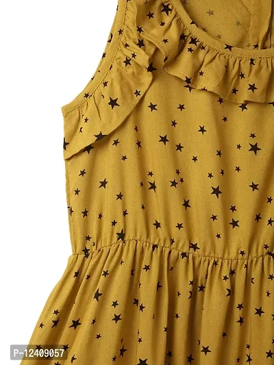 CuB McPAWS be curious Girl's A-Line Midi Yellow Dress-thumb3