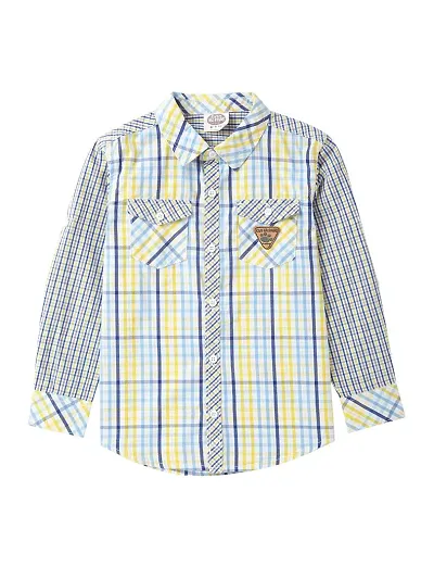 Cub McPaws Boys Checks Full Sleeves Shirt | 4-12 Years (Yellow, 5-6 Years, 5_Years)