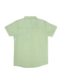 CuB McPAWS be curious Boy's Cotton Linen Half Sleeves Shirts (Light Green, 4-12 Years)-thumb1