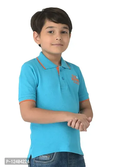 CuB McPAWS be curious Boy's Solid Regular Fit Polo (BA20PTBN11Sea_08-09Y_Aqua-thumb4