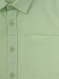 CuB McPAWS be curious Boy's Cotton Linen Half Sleeves Shirts (Light Green, 4-12 Years)-thumb2