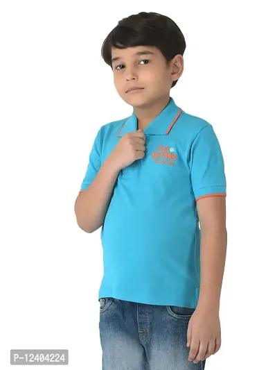 CuB McPAWS be curious Boy's Solid Regular Fit Polo (BA20PTBN11Sea_08-09Y_Aqua-thumb3