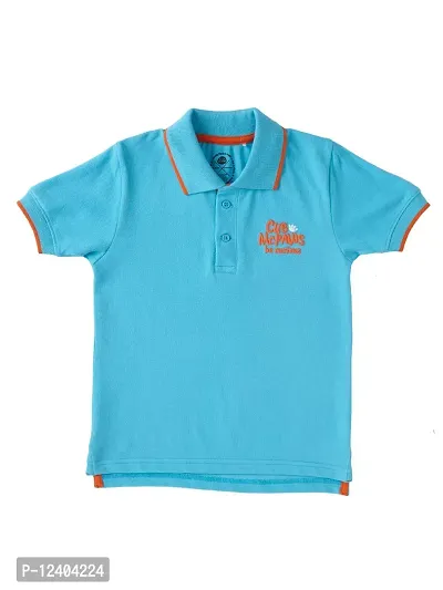 CuB McPAWS be curious Boy's Solid Regular Fit Polo (BA20PTBN11Sea_08-09Y_Aqua-thumb5