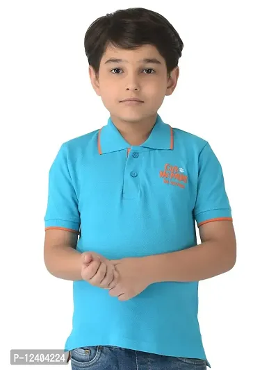 CuB McPAWS be curious Boy's Solid Regular Fit Polo (BA20PTBN11Sea_08-09Y_Aqua-thumb2