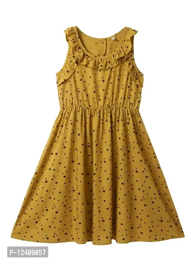 CuB McPAWS be curious Girl's A-Line Midi Yellow Dress-thumb0