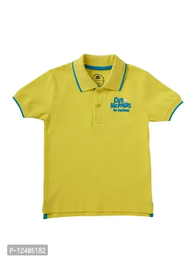 CuB McPAWS be curious Boy's Solid Regular Fit Polo Shirt (S19PTB02YEL6-7Yrs_Yellow