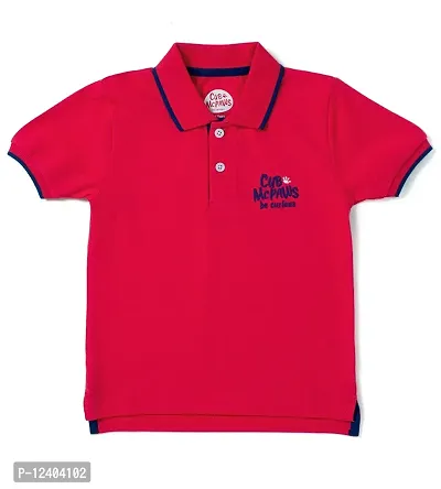 CuB McPAWS be curious Boys' Polos (S19PTB01RED_Red_10-11 Years )