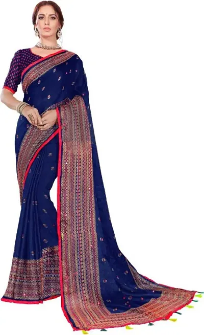 Latest Attractive Jute Silk Sarees with Blouse Piece