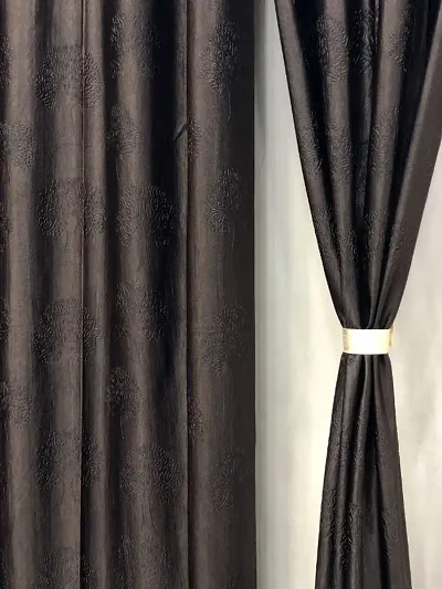 Harshika Home Furnishing Long Crush Fabric Punching Tree Curtain Set of 2 Curtains