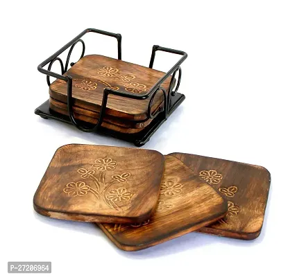 Wooden Wrought Iron Tea Coaster-thumb0