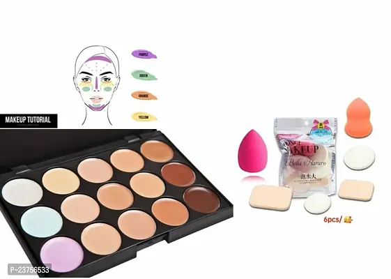 15 Colors Contour Concealer Palette with Makeup Blender Puff Set