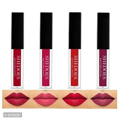 Daegu Non Transfer Waterproof Longlasting Liquid Matte Mini Lipstick Combo Pack Of 4  (Red, Purple, Maroon, Magenta, 16 ml)-thumb0