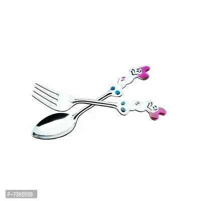 Jcyourstore Steel cartoon design baby tea and fork Spoon set of 6 each