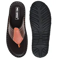 Stylish Brown Synthetic Leather Solid Thong Flip-Flops For Men-thumb3