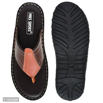 Stylish Brown Synthetic Leather Solid Thong Flip-Flops For Men-thumb4