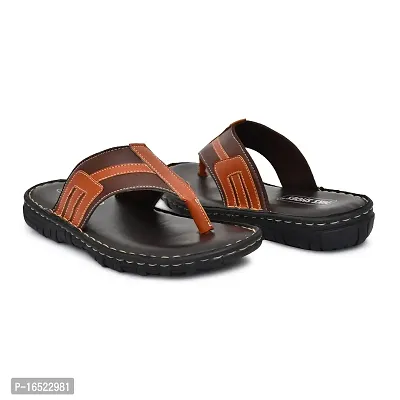 Stylish Brown Synthetic Leather Solid Thong Flip-Flops For Men-thumb4