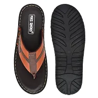 Stylish Tan Synthetic Leather Solid Thong Flip-Flops For Men-thumb3